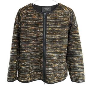 Lafayette 148 New York Alexa Zip Front Tweeted Jacket L Classic Old Money Preppy